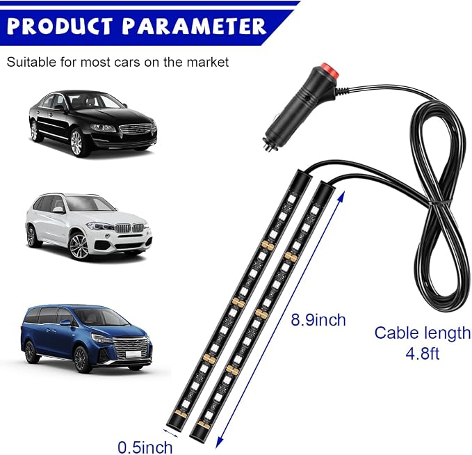 povtii Car LED Strip Light, 24 LED RGB Auto Under Dash Interior Atmosphere Lights, Cigarette Lighter Decorative Lamp Ambient Night Light, Universal Lighting Kit Car Accessories (Green) - Image 2
