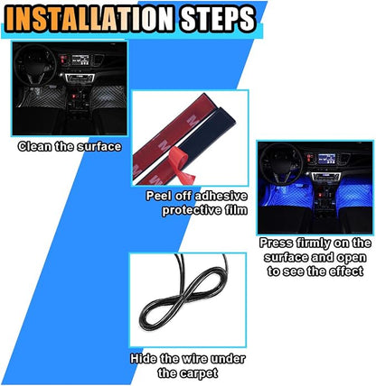 smilfuy Car LED Strip Light, USB Port Car Interior Decorative Lamp | 12V Under Dash Ambient Night Light, 24 LEDs RGB Neon Interior Atmosphere Lights, LED Ambient Lights for Car SUV, Blue - Image 6