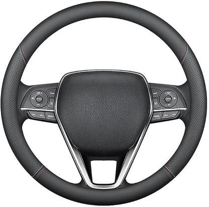 LKWLIKEI Nappa Premium Leather car Steering Wheel Cover, Non-Slip, Breathable, Universal 15 inches (red Blue line) - Image 3