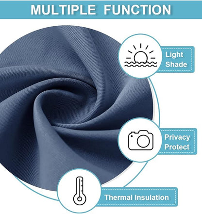RYB HOME Blackout French Door Window Curtain Coverings, Rod Pocket | Thermal Insulated,Privacy Protection,Non See Through,Drapes for Small Window Bathroom Kitchen,W29 x L45,Stone Blue,2 Panels - Image 7