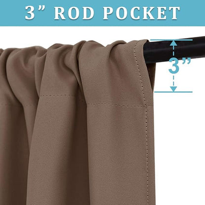RYB HOME Blackout Curtains for Bedroom Living Room Nursery 63 inches Long | Room Darkening, Thermal Insulated, Privacy Protection, Rod Pocket, Drapes for Office Home Theater, W42 x L63, Mocha, 2 Panels - Image 2
