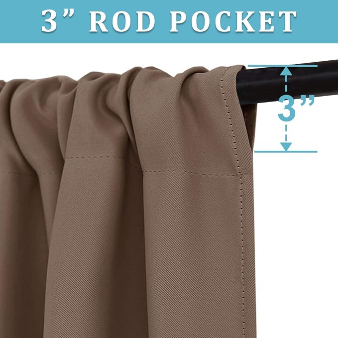 RYB HOME Cafe Blackout Curtains 24 inch Length for RV Camper Kitchen Window | Temperature Regulating, Light UV Blocking, Privacy Protection, Short Small Half Window Tiers, W42 x L24, Mocha, 2 Panels - Image 3
