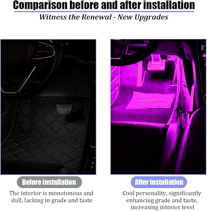 Car Interior LED Lights, 4 in 1 USB Port Automotive Ambient Neon Light Kit, Vehicle Center Console Dashboard Strip Lamps Decoration Accessories, Universal for SUV Truck Sedan (Pink) - Image 5