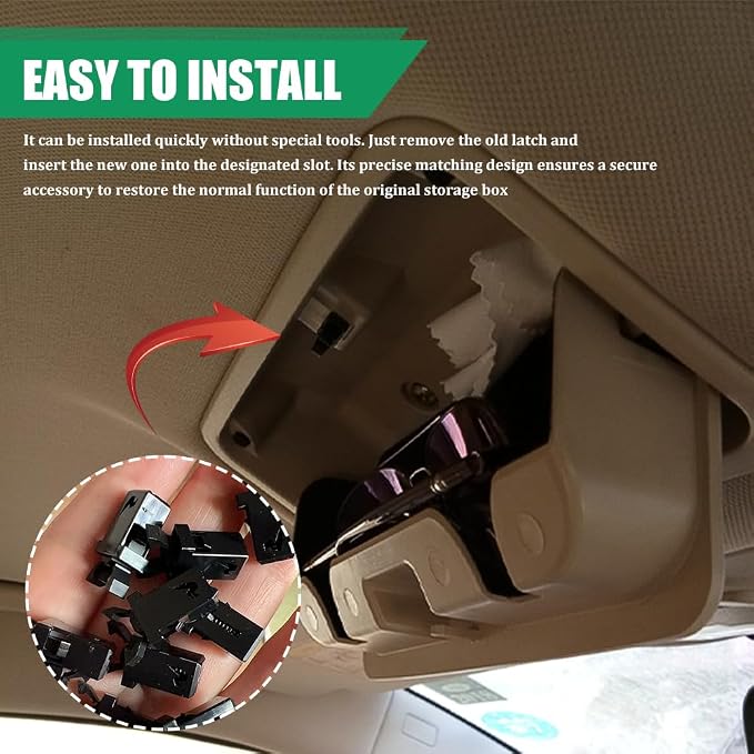 2PCS Sunglasses Glasses Holder Catch Latch, Car Sunglass Holder, Storage Box Lid Switch Overhead Console Roof Clip, Car Accessories Self Locking Switch Replacement for Most Car (2PCS) - Image 7