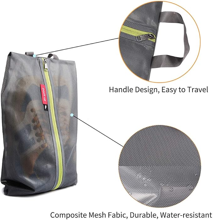 pack all Shoe Bag for Travel, Water-Resistant Shoe Pouch for Sports | Odor-Resistant, Dustproof, Portable, Soccer Cleats & Gym Storage, Fits Up to Size 11, 2 Pack, Grey - Image 7