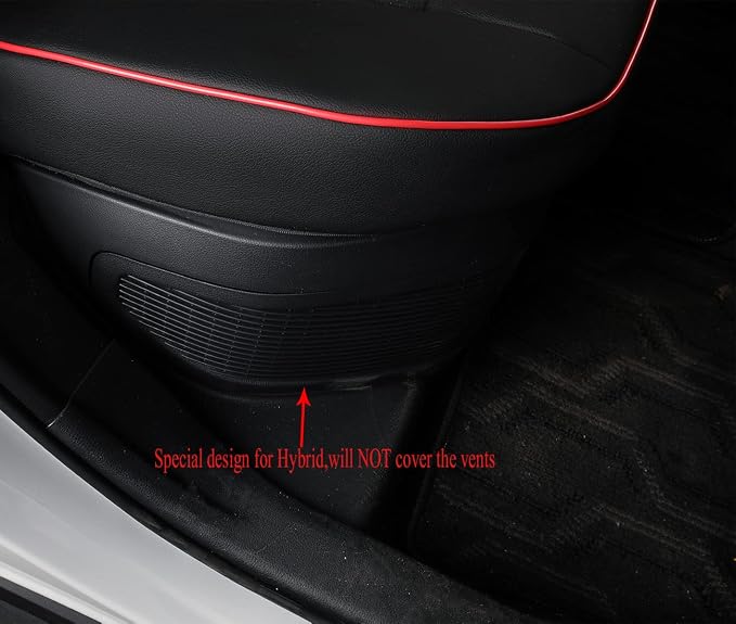 EKR Corolla Seat Cover Custom Fit for Toyota Corolla 2020 2021 2022 L/LE,Leather Car Seat Cover Full Set-Faux Leather(Black with Red Trim) - Image 5