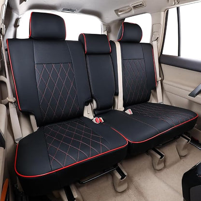 EKR Car Seat Covers Custom Fit for Toyota 4Runner(5 Seats) Full Set | for Toyota 4Runner 2003-2009(Manual Front Seats)Airbag Compatible,Pet-resistant,Faux Leather(Black with Red Piping) - Image 5