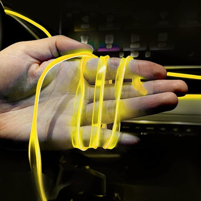 16FT EL Wire Strip Lights, USB Car Neon Trim, Sewing Edge, Yellow | USB-powered operation, sewing-edge design, fuse protection, interior ambient lighting use, cut-to-length construction - Image 6