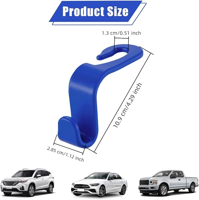 Purse Hook for Car, 4 PCS Car Purse Hook Headrest Hooks, 360° Rotatable Back Seat Storage Organizer, Universal Vehicle Seat Hanger for Purses, Handbags, Grocery Bags, Water Bottles, Blue - Image 2