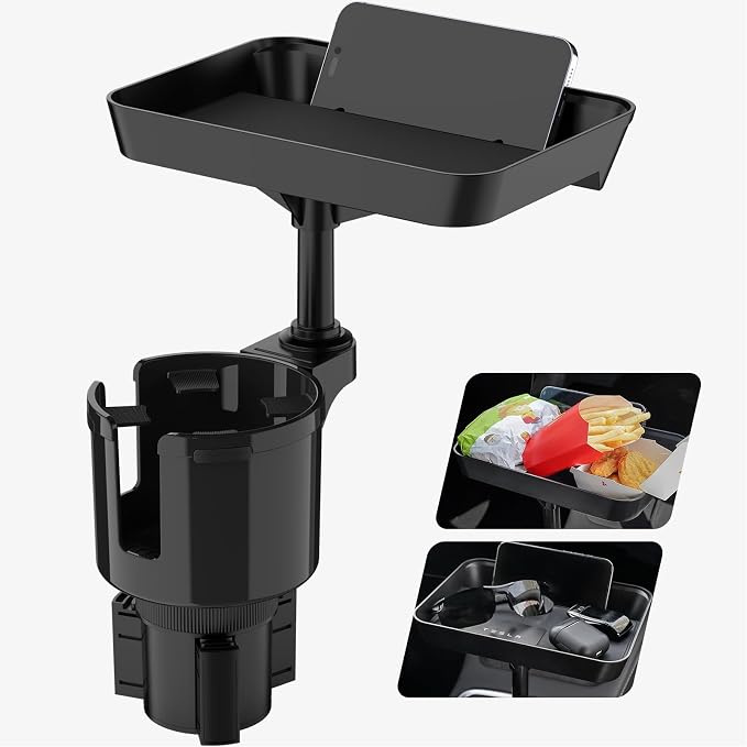 TYKOR Car Cup Holder Tray, 9.5" Car Food Tray Table for Eating | Cup Holder Expander Adapter for Car, Fits Yeti, Hydro Flask, Other Bottles and Mugs in 16-46 oz, Car Road Trip Essentials by TYKOR