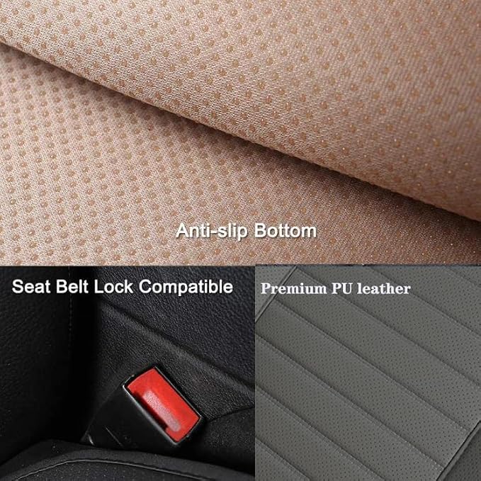 Universal Car Seat Cover PU Leather Car Seat Cushion Driver Seat Cover with Backrest - Car Front Seat Protector Fits 95% of Vehicles-1 Piece (Gray-B) - Image 3