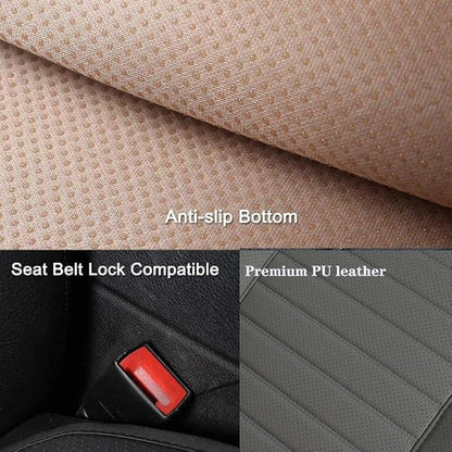 Universal Car Seat Cover PU Leather Car Seat Cushion Driver Seat Cover with Backrest - Car Front Seat Protector Fits 95% of Vehicles-1 Piece (Gray-B) - Image 3