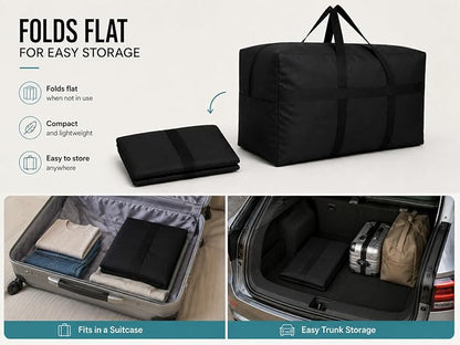 YiKitHom Extra Large Storage Canvas Duffle Bag with Zippers and Handles, Big Foldable Duffle Bag for Travel 60L - Image 6