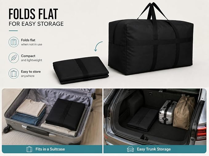 YiKitHom Extra Large Storage Duffle Bag for Travel, Black Oversized Giant Big Traveling Duffle Bag - Image 6