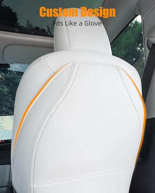 EVANDCAR Leather Seat Back Protector for Model 3/Y/S, Wear-Resistant Car Kick Mats with Organizer Pocket, Set of 2 - Image 2