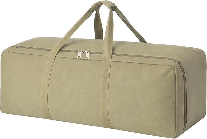 DoYiKe Canvas Duffle Bag for Travel Heavy Duty Military Duffel Tent Storage | Gear Equipment Sports Camping Bag with Lockable Zipper Armygreen Side Opening 60L by DoYiKe