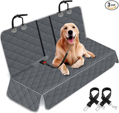 Yuntec Dog Car Cover for Back Seat Pet Car Seat Cover Protector | Waterproof Rear Seat Cover Nonslip Bench Car Seat Cover fits Middle Armrest for Most Cars Trucks SUVs (53” Width) - Gray by Yuntec