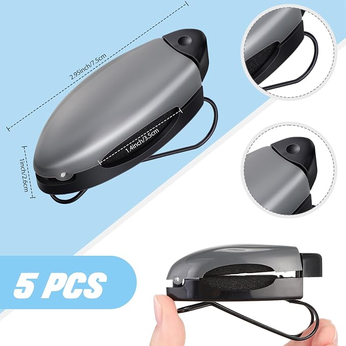 Frienda 5 Pcs Car Sun Visor Clip Sunglasses Holder,Black,Gray, Silver | Visor Clips for Eyeglasses, Securely Holds Glasses, Ticket Card Holder, Metal Shell Spring Clip, For Women Men Drivers - Image 2