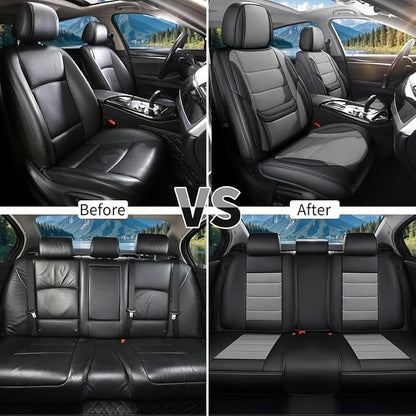 Car Seat Covers Full Set Fit For Toyota Corolla Cross 2022-2026, Black&Gray | Lumbar Support, Premium Faux Leather, Breathable, Anti-Slip, Airbag Compatible, Waterproof - Image 5