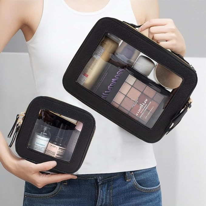 Clear Makeup Bag Small, TSA Approved Portable Toiletry Bag with Zipper Cosmetic Travel Bag Makeup Organizer Case Mini Makeup Pouch for Purse Car Organizer Bag for Women Men - Image 2