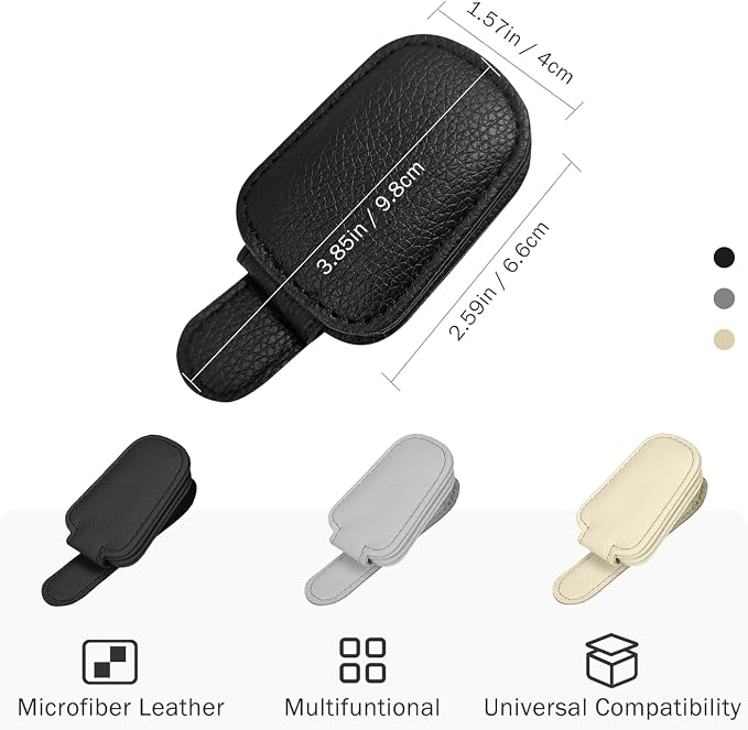 Sunglass Holder for Car Visor, Magnetic Leather Sunglasses Holder and Ticket Card Clip for Car - Image 7