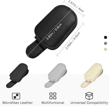 Sunglass Holder for Car Visor, Magnetic Leather Sunglasses Holder and Ticket Card Clip for Car - Image 7