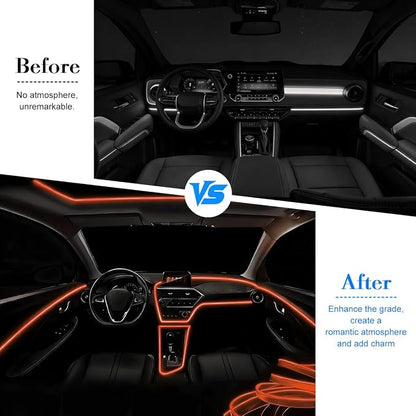 EL Wire Car LED Strip Lights, 16.5FT 5V USB Vehicle Ambient Lighting Kit with Fuse Protection, Automotive Interior Neon Decoration Lamp with 5mm Sewing Edge, Universal Fit (Orange) - Image 5
