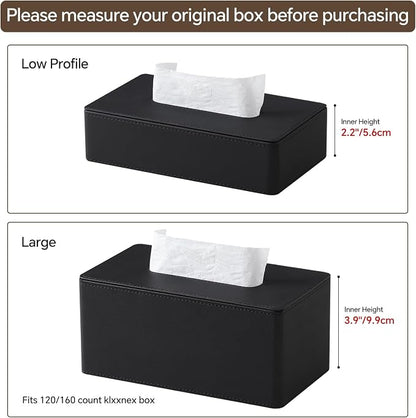 Rectangle Tissue Box Cover with Magnetic Closure, Inner Height 2.2" | 2 Different Sizes, PU Leather Tissue Box Cover, Decorative Rectangular Tissue Holder for Bathroom Nightstand Car Office - Image 2