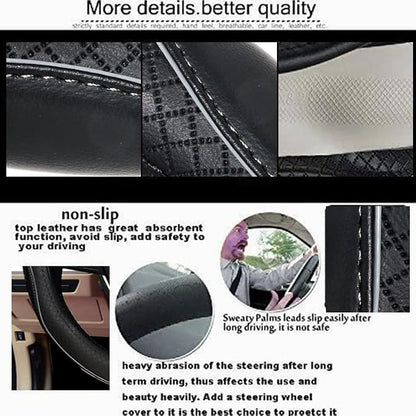 Gomass Car Steering Wheel Cover, Anti-Slip, Safety, Soft, Breathable, Heavy Duty, Thick, Full Surround, Sports Style (Black with Gray Line) - Image 5