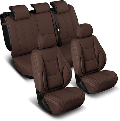 Coverland Premium Car Seat Covers Full Set Waterproof Interior Protector | Airbag Compatible Non-Slip Seat Cover for A6, 5-Series, G20, J30, Altima, Maxima, Camry [Full set Dark Brown-Size Chart X72] by Coverland