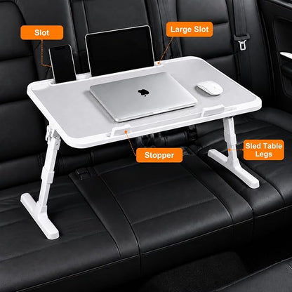 Large Car Seat Tray Table, 22.5"×12.6" Foldable Travel Table in Car, Height Adjustable Lap Bed Desk for Laptop, Rear Seat Eating Writing Tray with Slot, Car Travel Essentials for Long Trips, Grey - Image 4