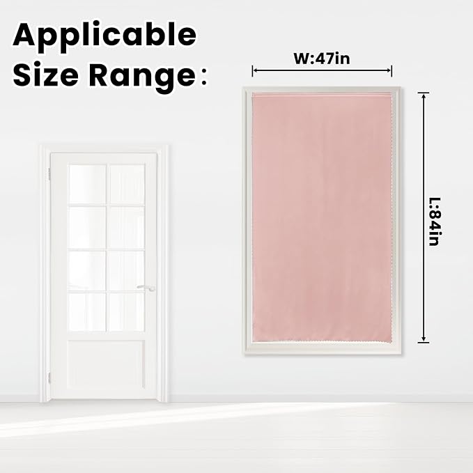 Self Adhesive Curtains, Stick Curtain Blackout Shades Window Cover Curtains for Living Room No Drilling, 47" W X 84" L, Pink, 1 Panel - Image 7