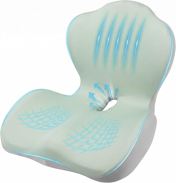 Car Seat Cushion Office Chair Cushion with Lumbar Support Pillow | Ergonomic Seat Cushion for Relieve Sciatica & Tailbone Pain, Ideal for Car Driving Truck Office Chairs Wheelchairs Home Use by Nisuez