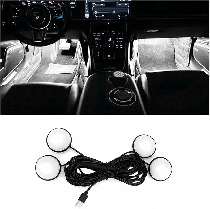 BESULEN Car Interior LED Lights, Neon Light Kit with USB Port, White | 4 in 1 Car Ambient Neon Light Kit with USB Port, Interior LED Atmosphere Lights, Decoration for Car Home Garden Party by BESULEN