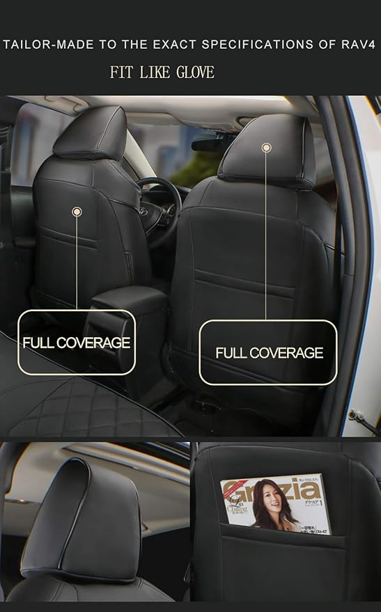 EKR Custom Fit Tacoma Front Car Seat Covers for Toyota Tacoma 2016 2017 2018 2019 2020 2021 2022 2023 Double Cab/Access Cab - Front Row Only, Faux Leather(Black/Gray) - Image 4