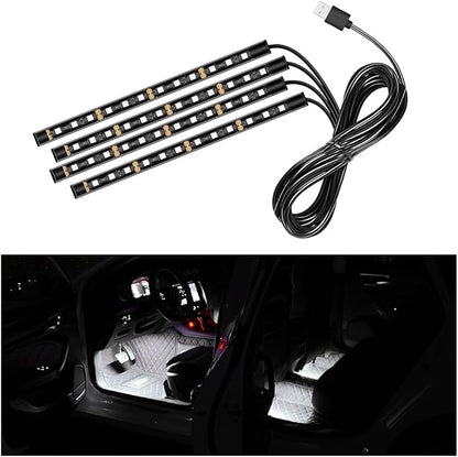 Ohleats Car LED Strip Light, 48 LED RGB Auto Interior Atmosphere Lights, Cigarette Lighter Under Dash Ambient Night Light, Interior Lamp Lighting Kit (White, USB) by Ohleats