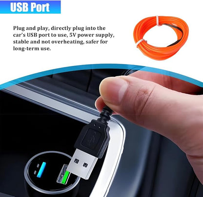 Car LED Strip Lights, 16.4FT 5V Waterproof Flexible Vehicle Ambient Lighting Kits with USB Port, Automotive Lamp Strips Decorations, Universal for SUV Automobile Truck (Orange) - Image 4