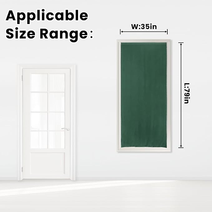 Blackout Curtains for Bedroom Stick On Curtains Window Shades Pull Down Blackout Window Cover No Drillng Self Adhesive Curtains No Rod Small Curtain, 35" W X 79" L, Dark Green, 1 Panel - Image 7