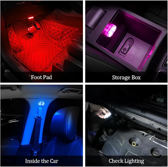 2 PCS Car Led Lights Interior,7 Colors Ambient Lighting Car Interior,USB Rechargeable Car Interior Reading Light,Portable Led Lights for Car - Image 5