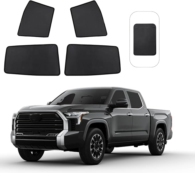 Front Side Half Window Shade Foldable Custom Fit for Toyota Tundra 2022-2024 Car Window Shades for Side Window Sun Shade UV Protection Heat Insulation for Camping Sleeping 4PCS by FannycCargoCover