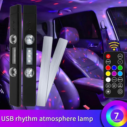 2PCS Car Interior Ambient Lights, Wireless Multicolor Car Strip Lights USB Rechargeable Multicolor RGB LED Strip Light Remote/Sound Control Car Star Ceiling Light with Music Sync - Image 9