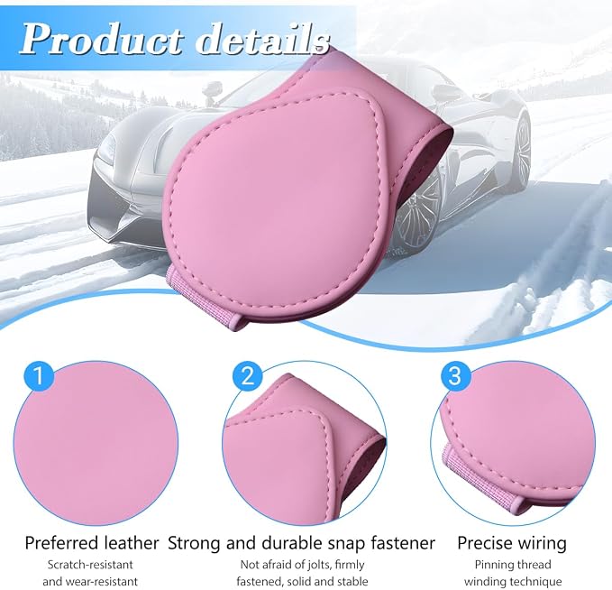 Sunglasses Holder for Car Visor, Magnetic Leather Sun Visor Eyeglasses Hanger & Ticket Card Clip, for Most Cars - Image 3