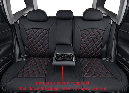 Car Seat Covers for 2009-2013 Subaru Forester,Rear w/Armrest,Faux Leather | Full Set Suv Seat Cushion,Easy Installation,Factory Look,Waterproof Car Seat Protector (Black-Diamond) - Image 2