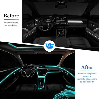 EL Wire Car LED Strip Lights, 10FT 5V USB Vehicle Ambient Lighting Kit with Fuse Protection, Automotive Interior Neon Decoration Lamp with 5mm Sewing Edge, Universal Fit (Ice Blue) - Image 5
