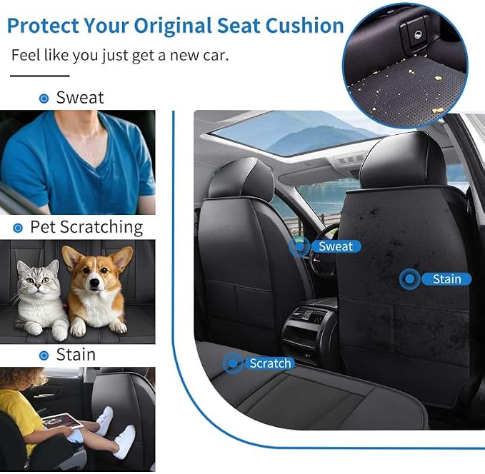 Front Seat Covers Custom Fit for Hyundai Genesis 2009-2016,Black | Luxury Faux Leather, Waterproof, Anti-Slip, Airbag Compatible, Breathable, Car Seat Protectors, 1 Row 2 Seats - Image 5