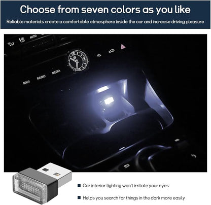 Dickno 7 PCS USB LED Car Interior Atmosphere Lamp, Portable Mini LED Night Light, Plug-in USB Interface Trunk Ambient Lighting Kit, Universal Vehicle Interior Accessories (Multi-Colour) - Image 4