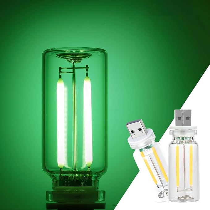 2 Pack Car LED Lights Interior, USB Light for Car Decor & Bedroom, Touch Dimmable Ambient Lighting, Mini Glass Bottle Night Light for Camping Gifts-Green by Unknown