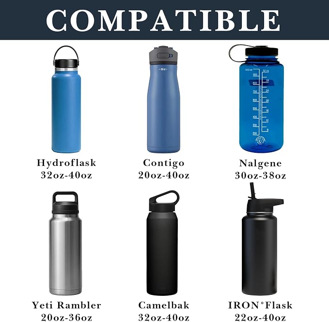 Linkidea Car Seat Side Large Water Bottle Holder Compatible with Owala FreeSip 24oz/32oz, Yeti Rambler 26oz/36oz, Auto Seat Large Car Bottle Hanging Storage Organizer with Mesh Pocket, Black - Image 3