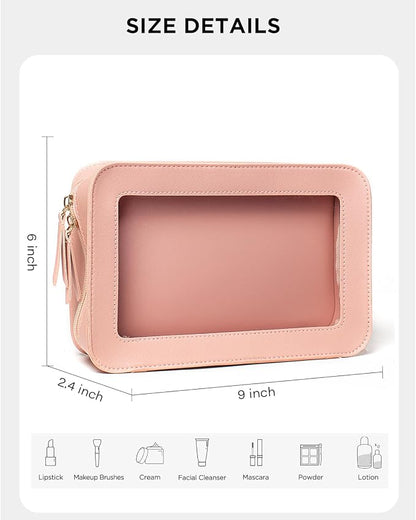 Clear Toiletry Bag, Portable Travel Makeup Pouch with Zipper, TSA Approved Organizer, PVC Cosmetic for Airport Airline Compliant Pink Car Accessories for Women (Pink) - Image 7