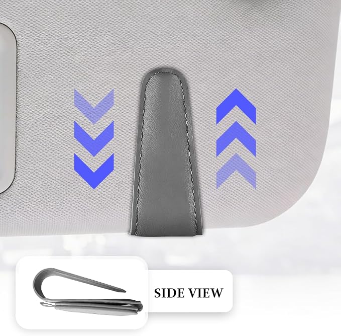 2PCS Sunglass Holder for Car Visor, Visor Sunglasses Holder Clip, Magnetic Leather Eyeglass Hanger Clip for Car, Auto Accessories Eyeglass and Ticket Card Storage Mount for Vehicles (Grey) - Image 4